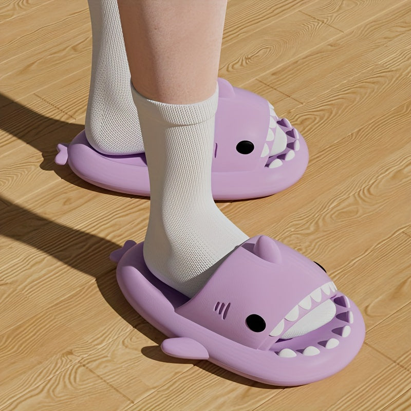 Comfy Shark Cartoon Slides - Unisex Slippers with Soft Wear-Resistant Soles for Casual Summer Outdoor Beach Wear - Breathable, Lightweight, and Easy to Clean